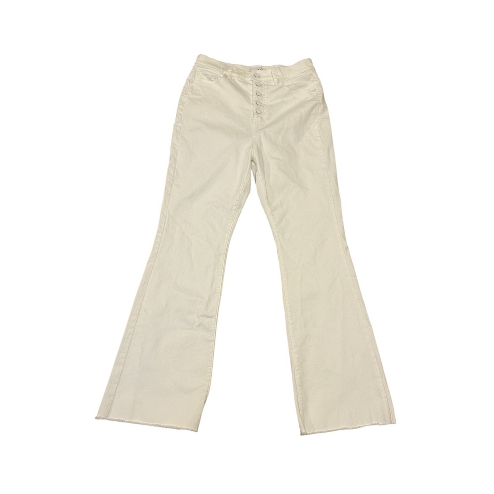Loft The Slim Flare sz 10/30 white button fly‎ highrise Jeans